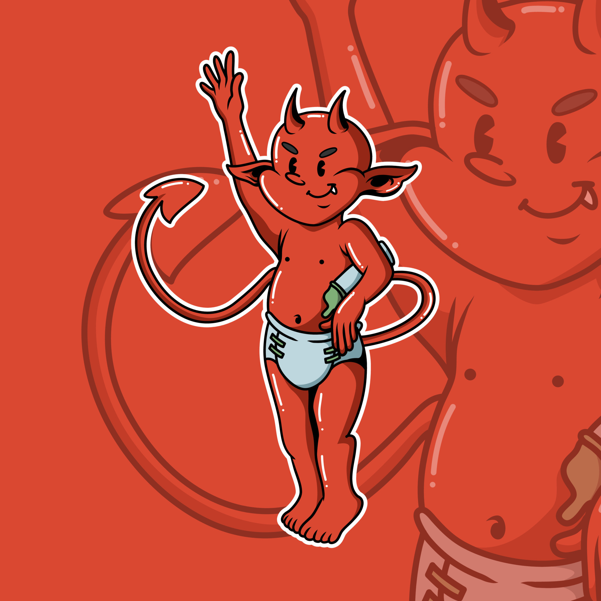 Classic Cartoon of a Cute Baby Devil with Milk Bottle 8214122 Vector Art at  Vecteezy