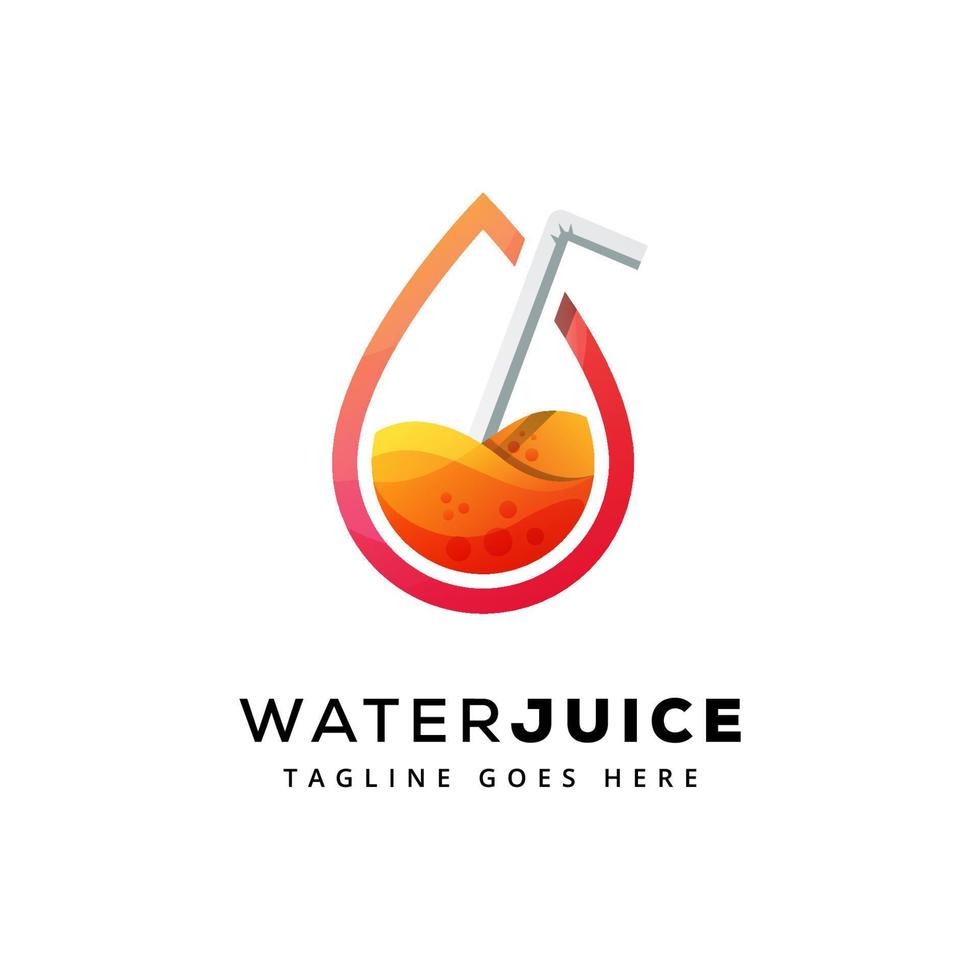 water drop orange juice logo design premium vector