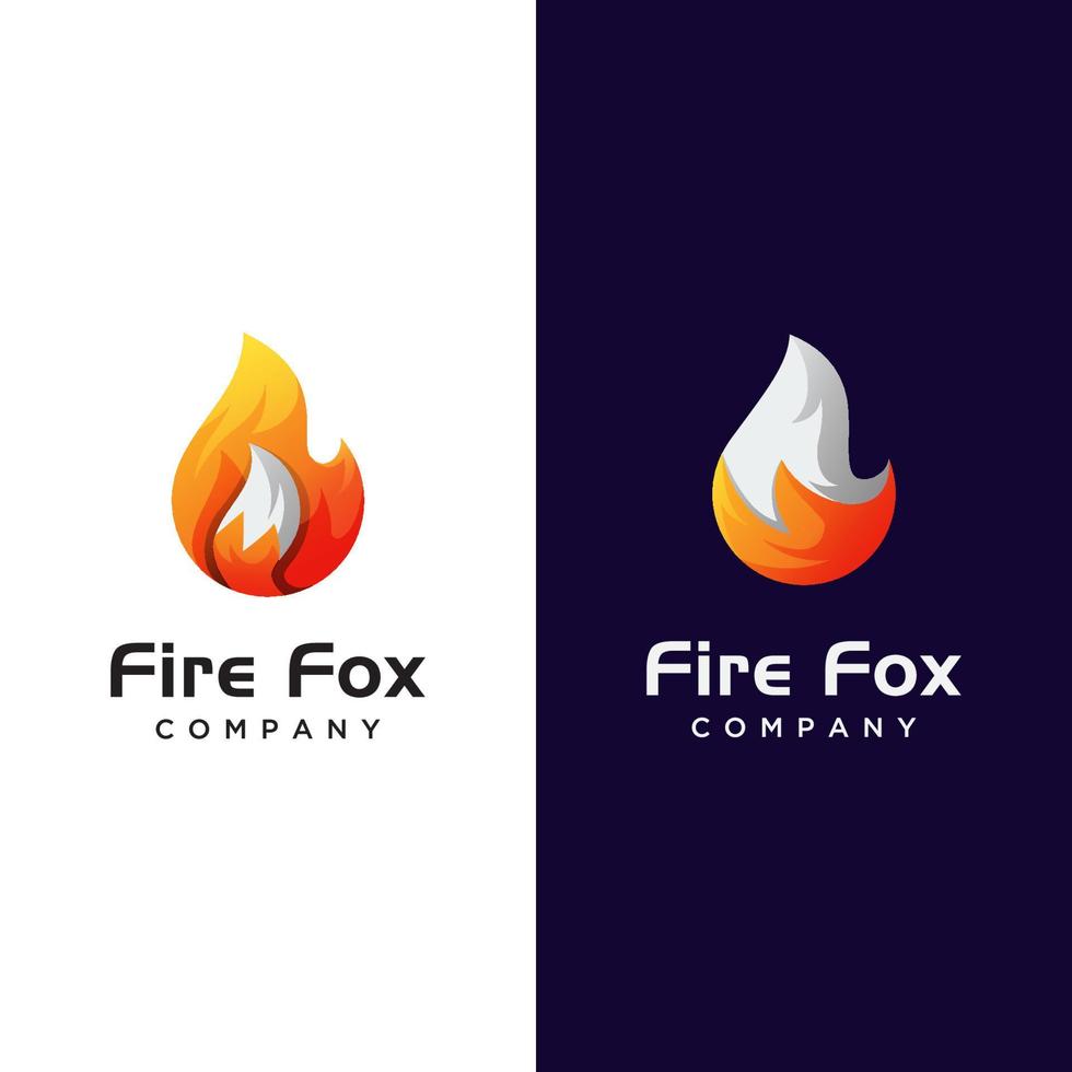 vector de fuego o elemento de diseño de icono de símbolo de vector de concepto de logotipo de zorro de llama
