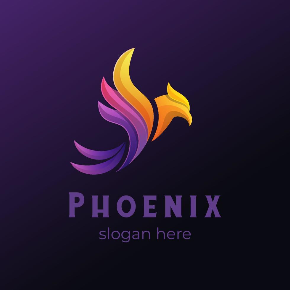 colorido fénix o águila logotipo ilustración premium vector