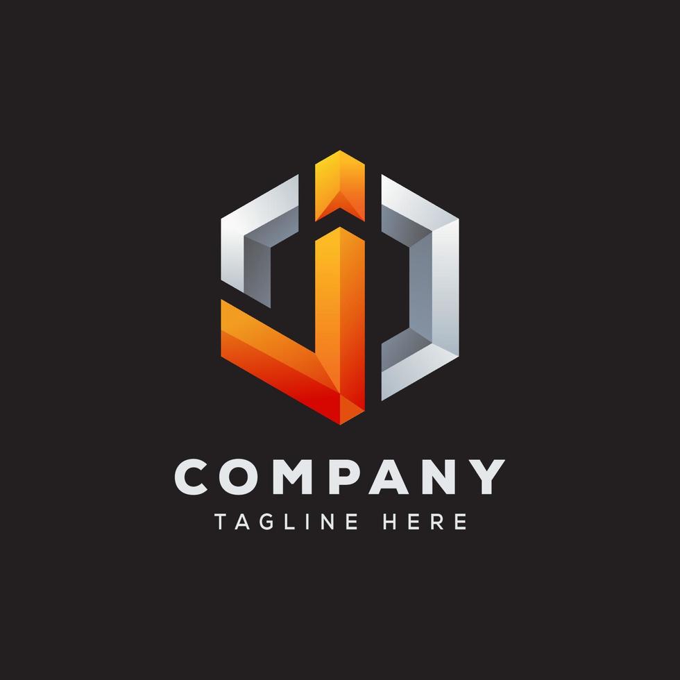 hexagon letter j logo design premium vector