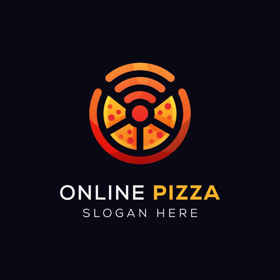 diseño de logotipo de entrega de pizza en línea vector