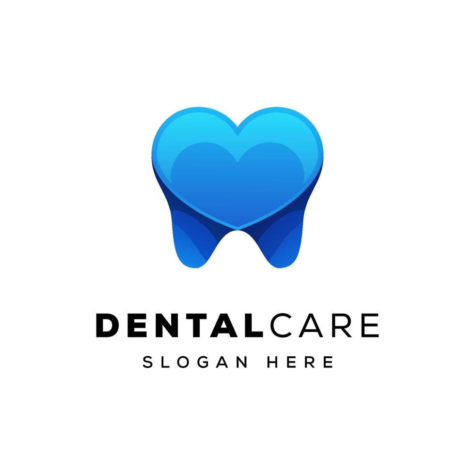 Dental clinic vector logo tooth icon with Hearth, Love, Isolated vector