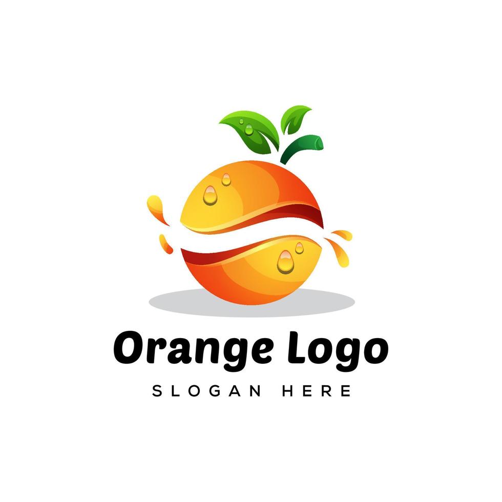fruit orange logo design vector