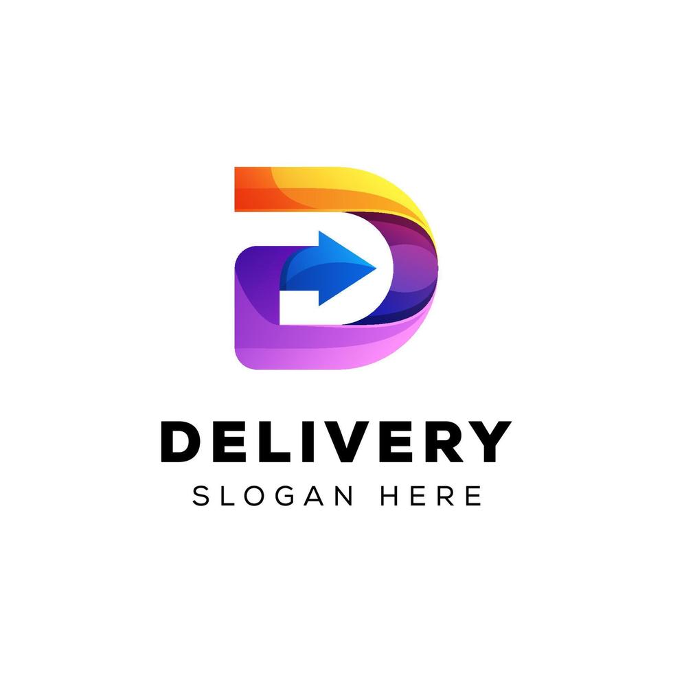 delivery logo, letter d with  arrow logo vector