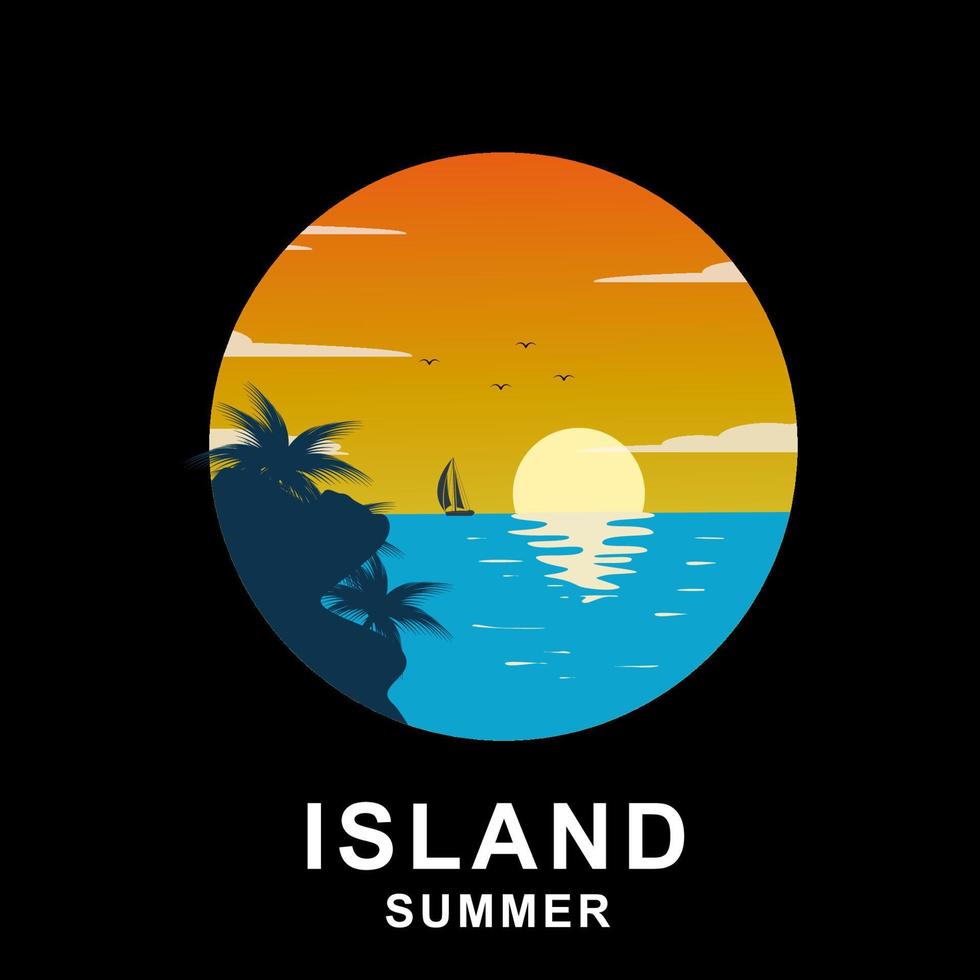 diseño de logotipo de playa e isla, diseño vectorial de iconos circulares de playa vector