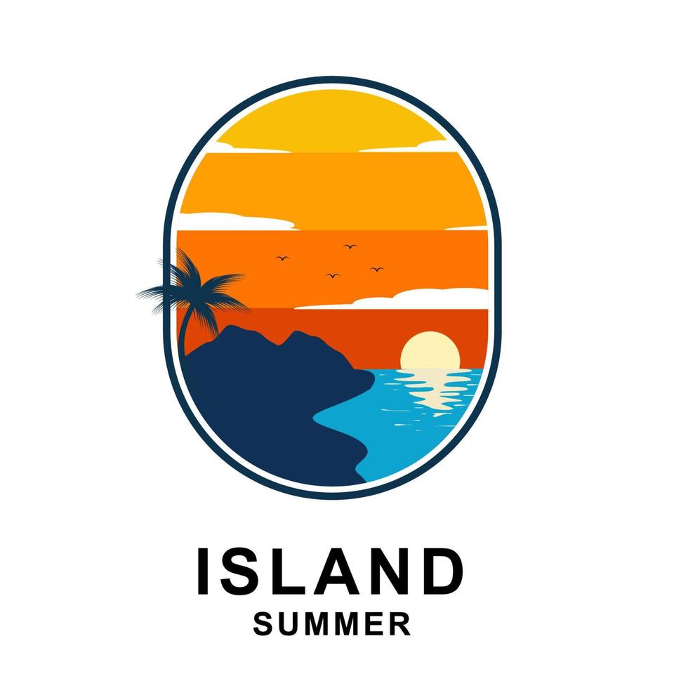 beach and island logo design, vector design of circular beach icons