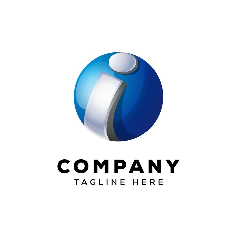 letter i 3d globe logo template premium vector