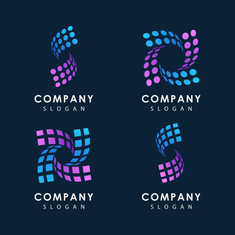 collection abstract dot technology logo design vector