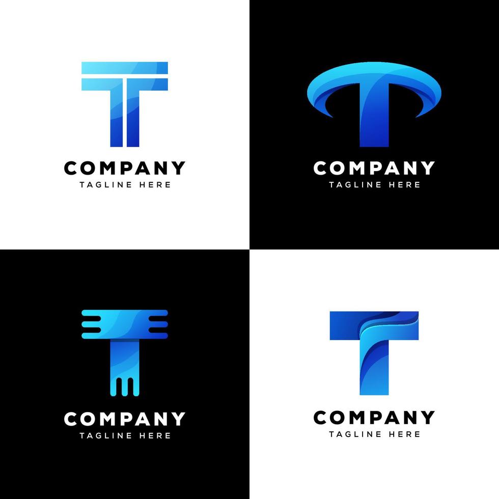 collection letter T technology logo design vector