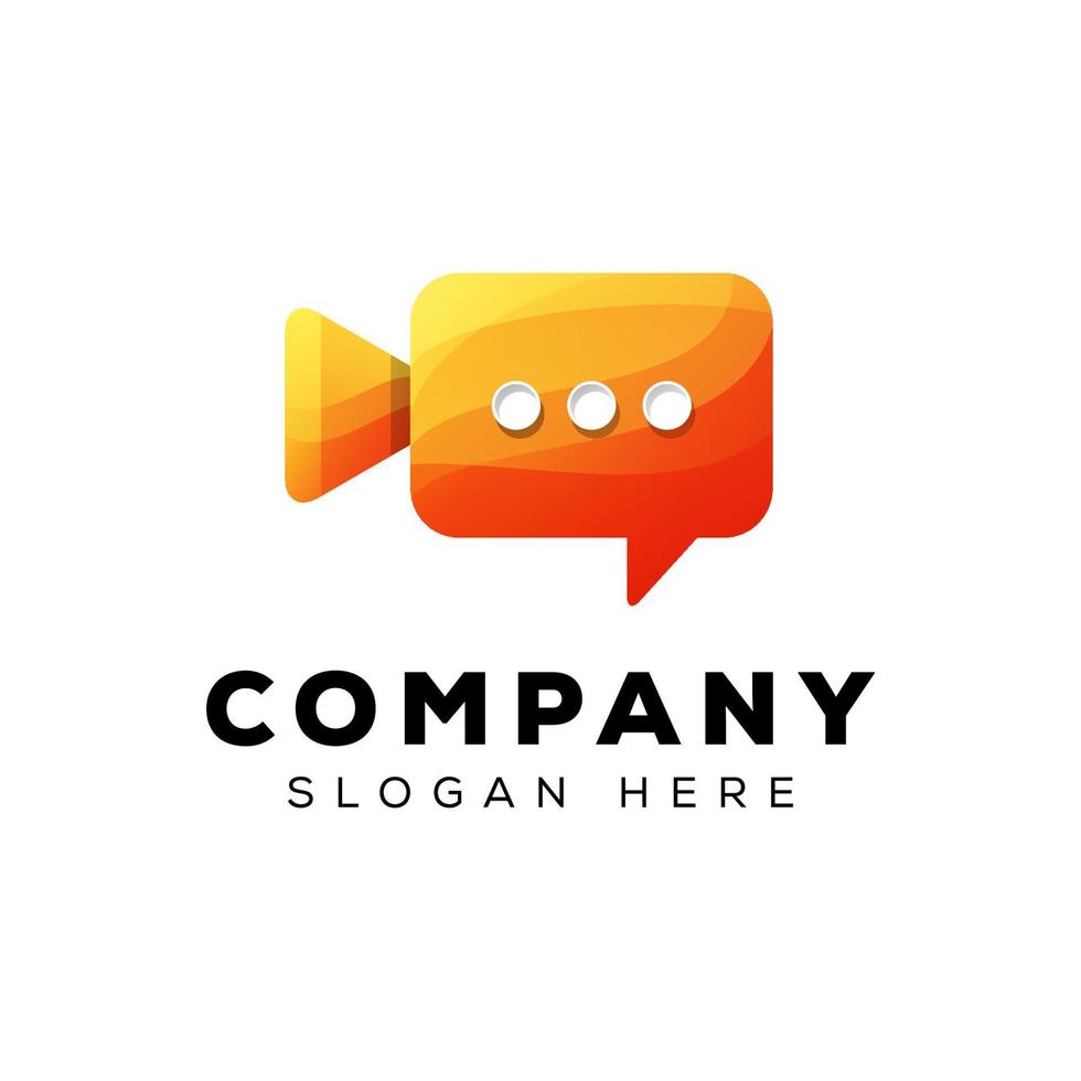 video chat logo, record chat logo, media chat logo template vector
