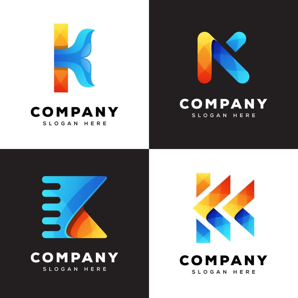 plantilla de logotipo de letra k de colección vector