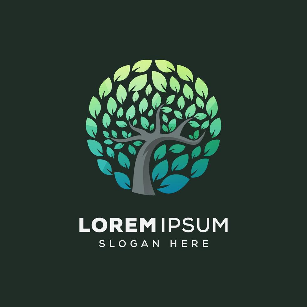 logotipo del árbol familiar de la vida, plantilla vectorial del logotipo de la naturaleza del árbol circular vector