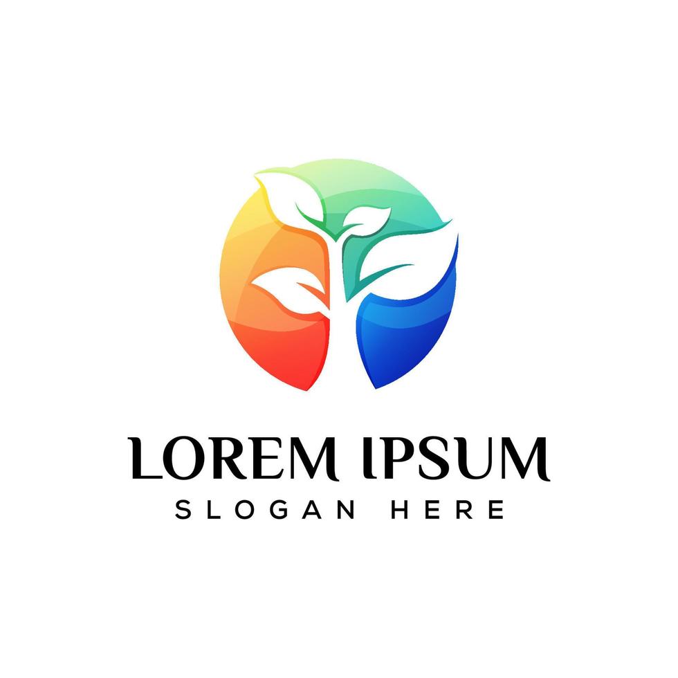 Negative space colorful leaf logo design vector
