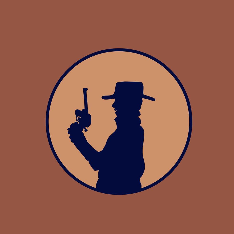 American bandit cowboy logo line pop art potrait colorful design with dark background. Abstract vector illustration.