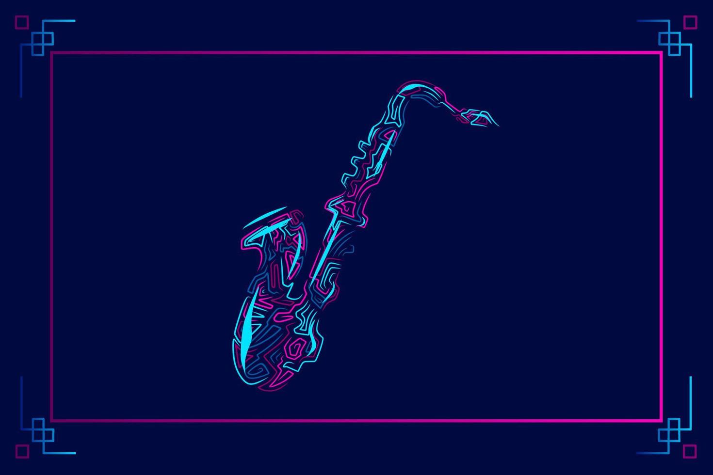 Saxophone line art colorful logo design. Abstract vector illustration.