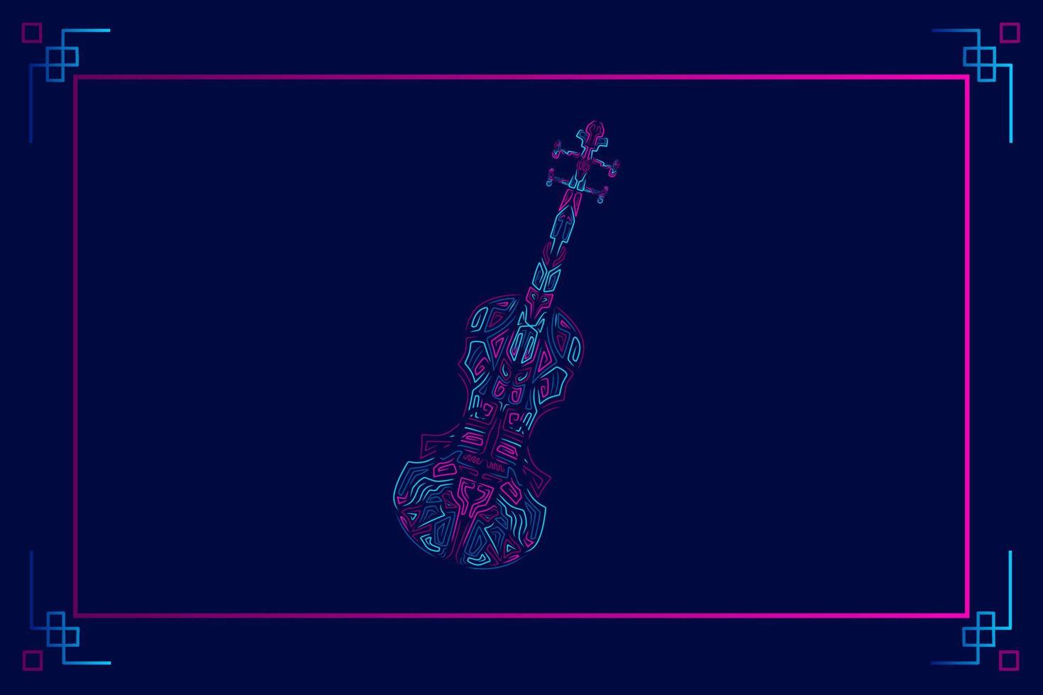 Violin neon line art colorful logo design. Abstract vector illustration.