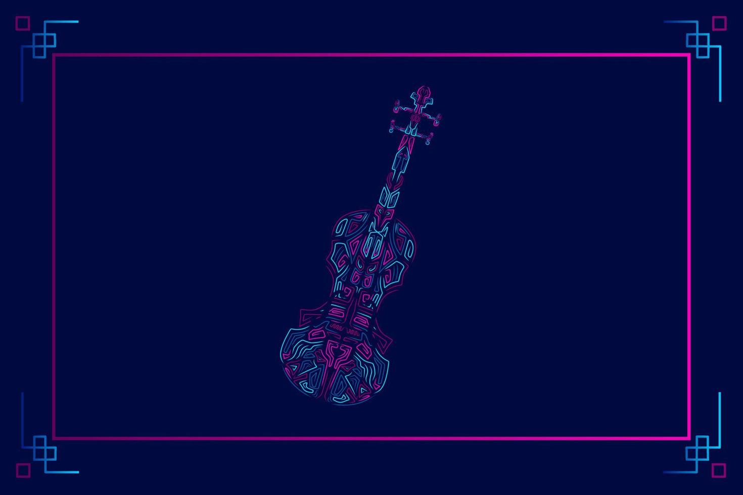 diseño de logotipo colorido de arte de línea de neón de violín. ilustración vectorial abstracta. vector