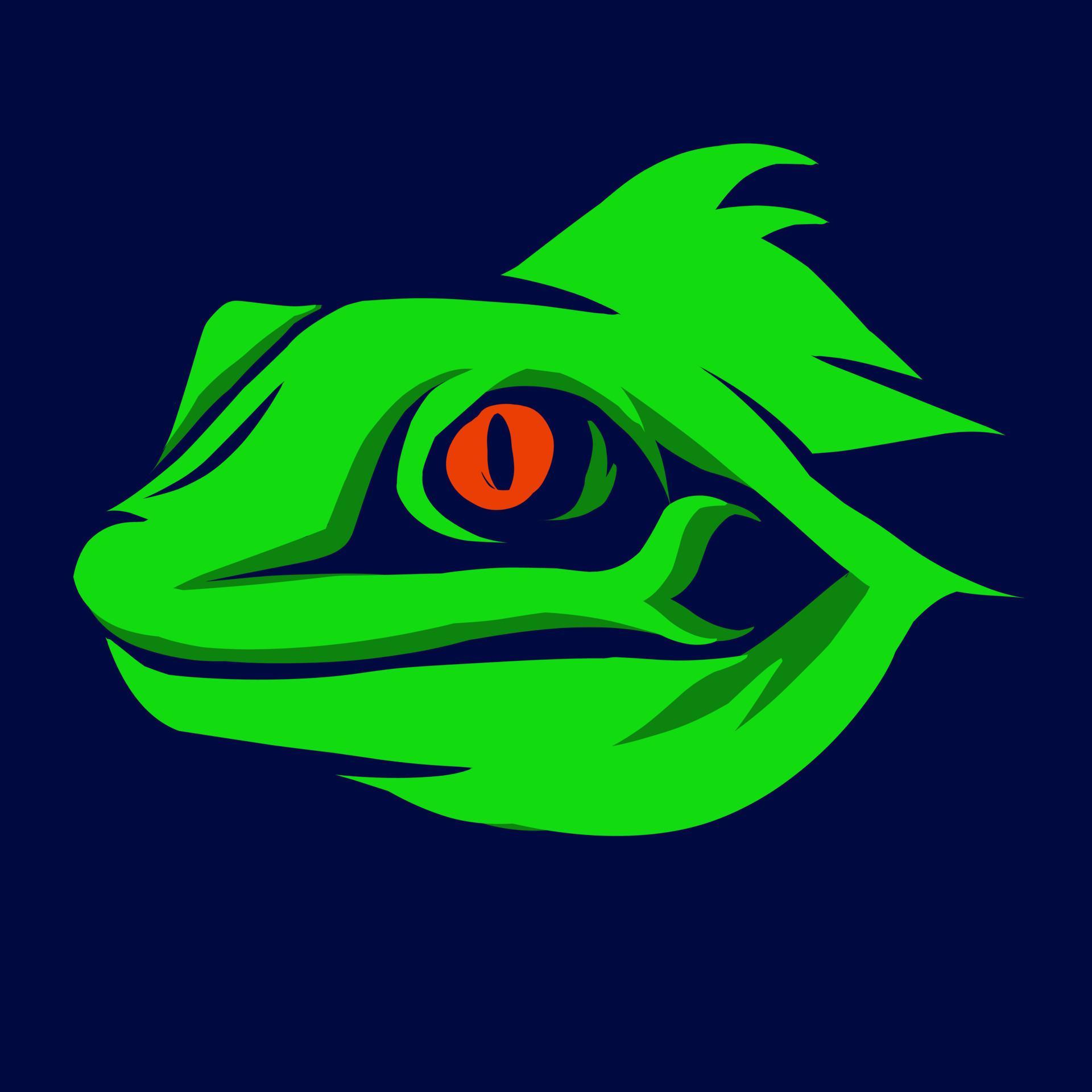 Iguana lizard. Line Pop Art logo. Colorful design with dark background