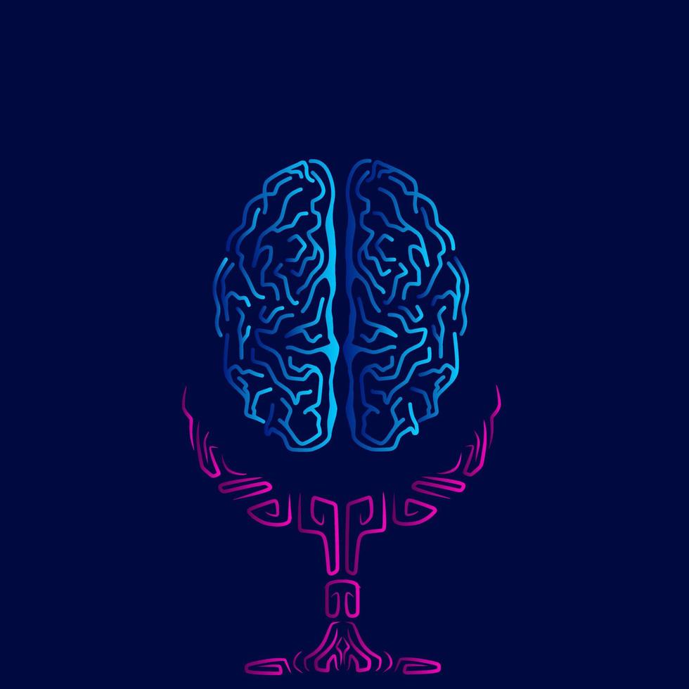 diseño de logotipo colorido de arte de línea cerebral. ilustración vectorial abstracta. vector