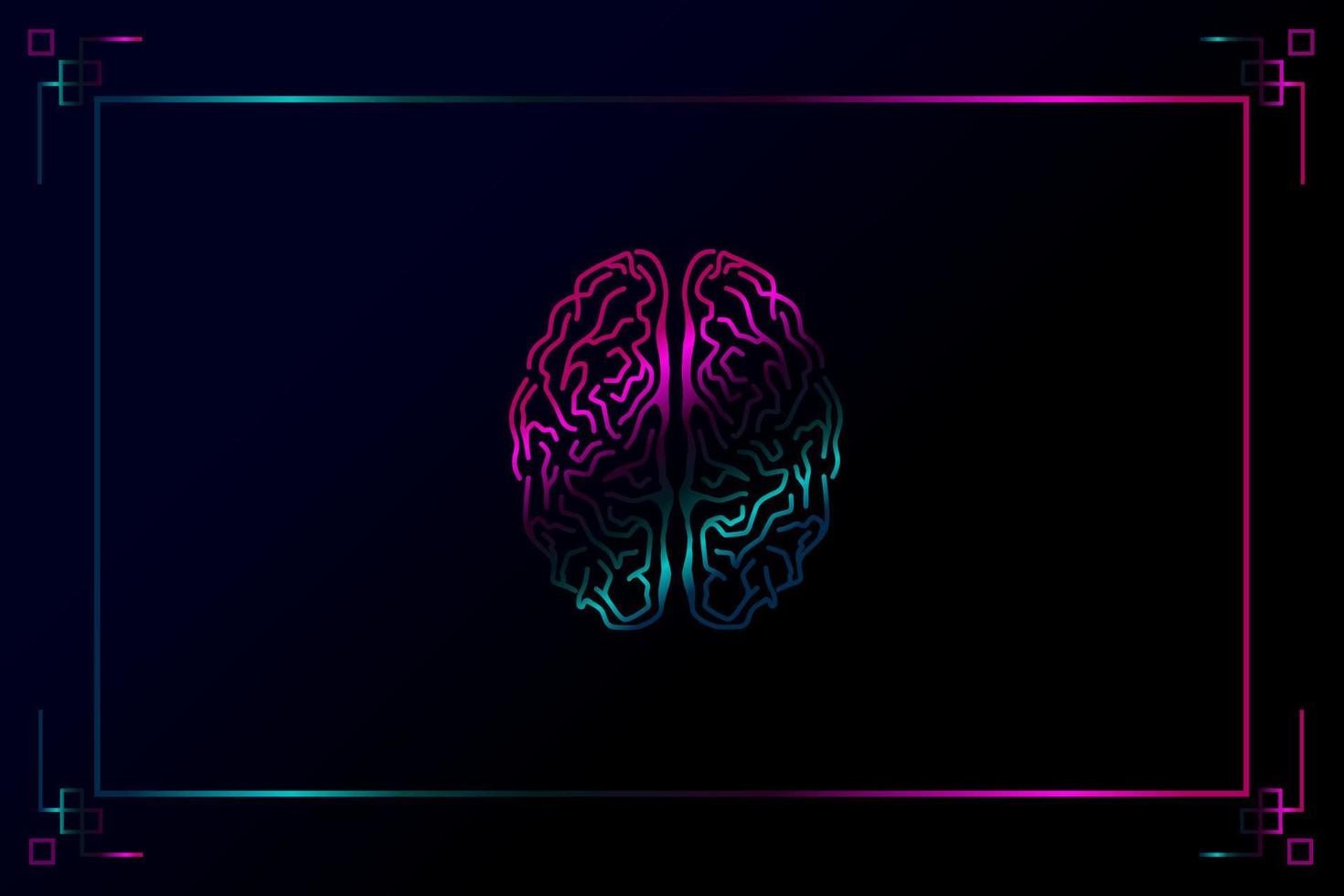 Brain line art colorful logo design. Abstract vector illustration.