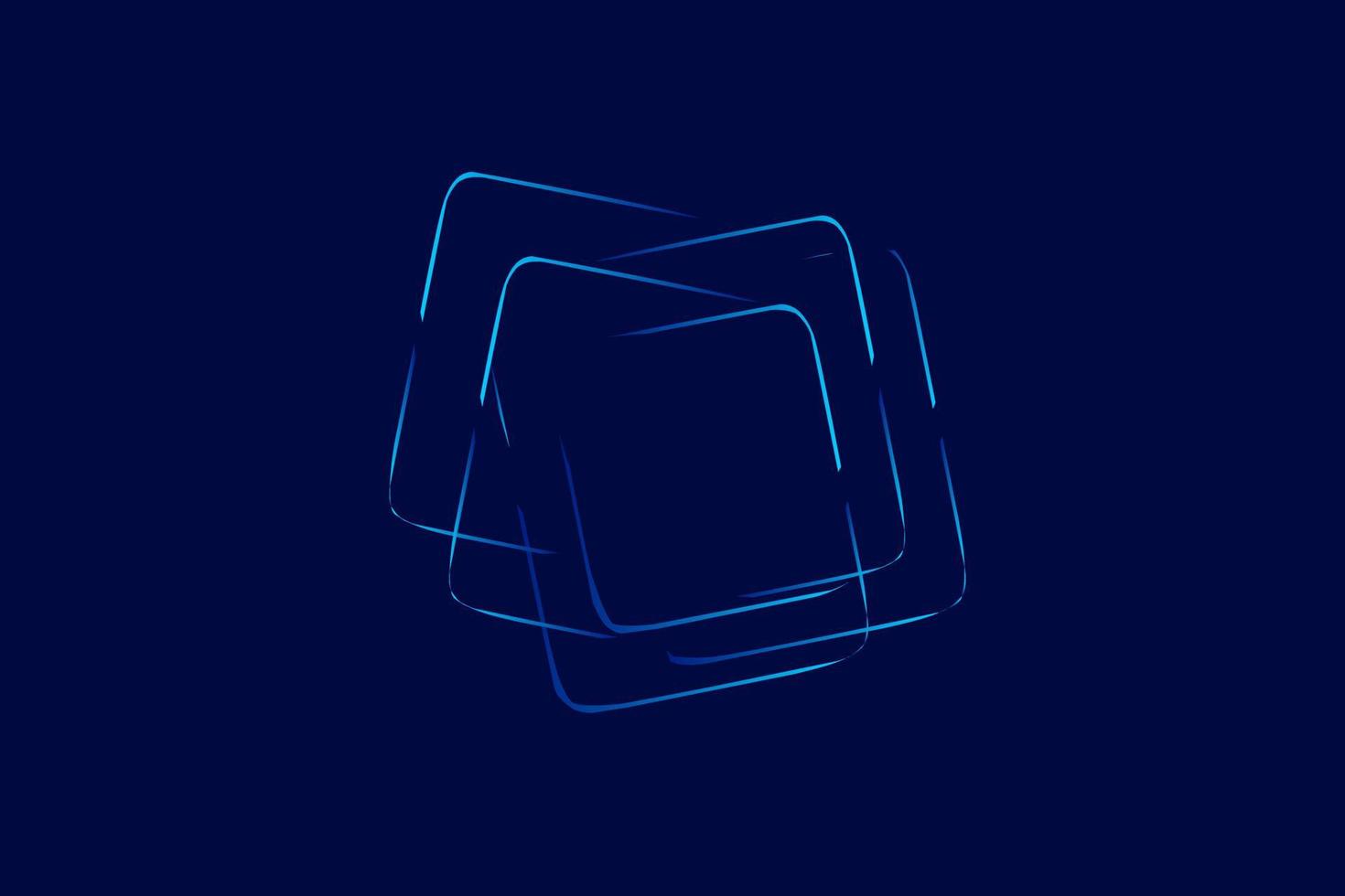 diseño colorido de arte de línea de tecnología de brillo de neón con fondo oscuro. ilustración vectorial abstracta. estilo púrpura azul y rosa. vector