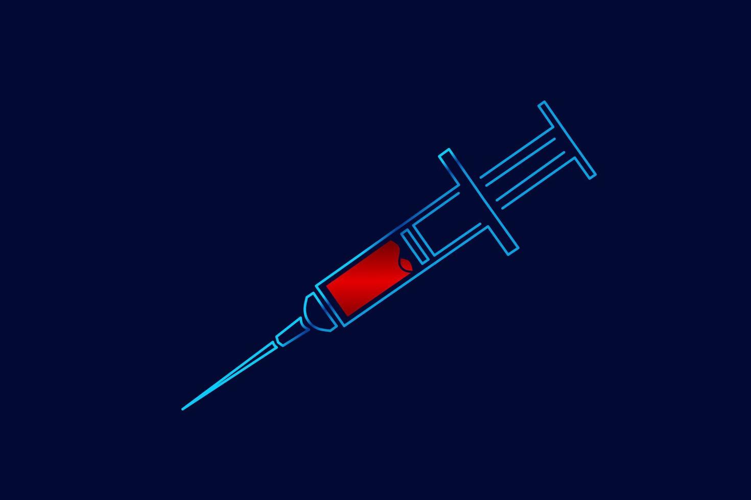 Inject medical care line art logo colorful design with dark background. Abstract vector illustration. Dark minimalist wallpaper