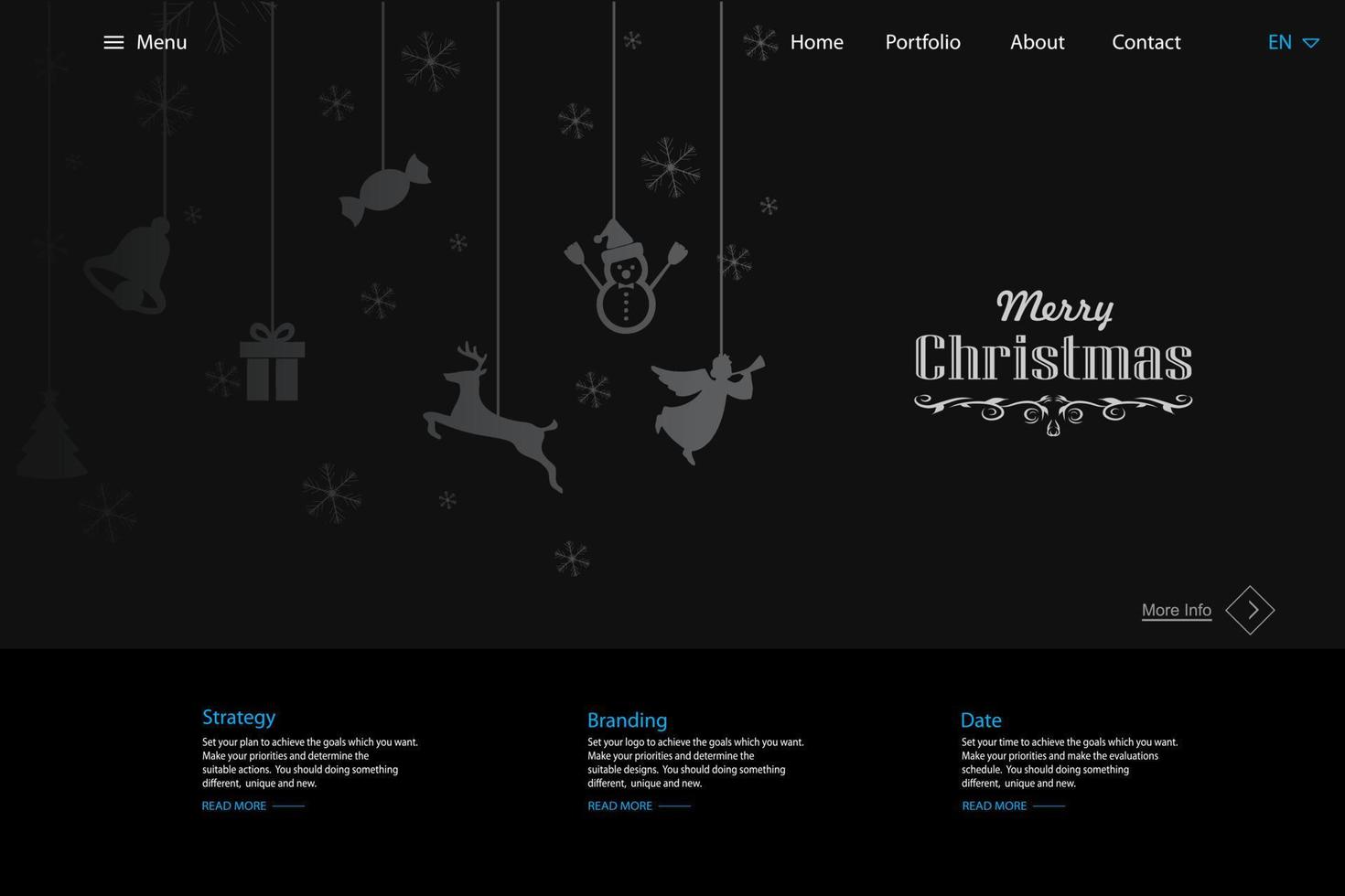 Black Merry Christmas web template Vector design.