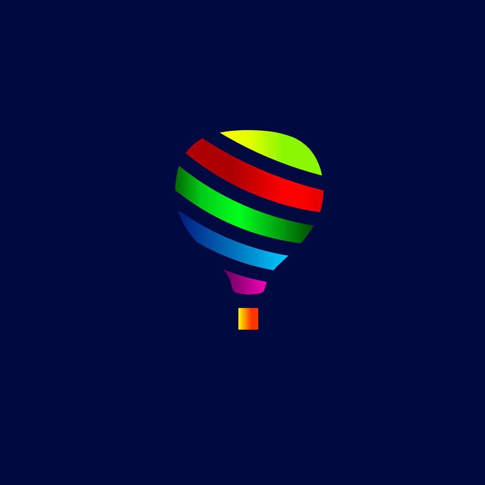 línea de globos aerostáticos. logotipo de arte pop. diseño colorido con fondo oscuro. ilustración vectorial abstracta. fondo negro aislado para camiseta, afiche, ropa, merchandising, ropa, diseño de placa vector