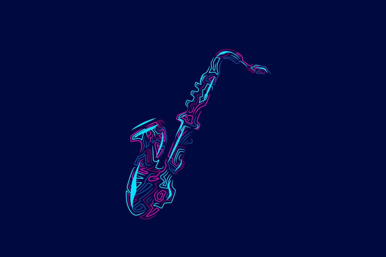 Saxophone line art colorful logo design. Abstract vector illustration.