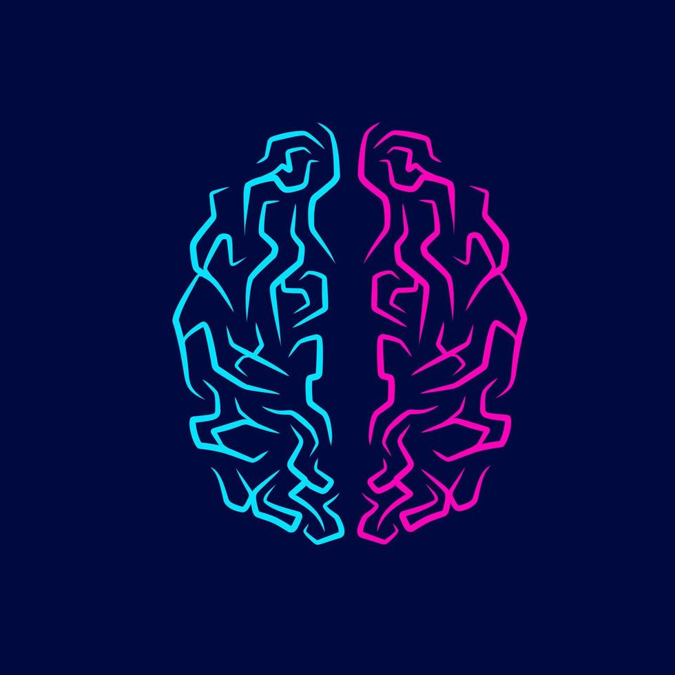 Brain line art colorful logo design. Abstract vector illustration.