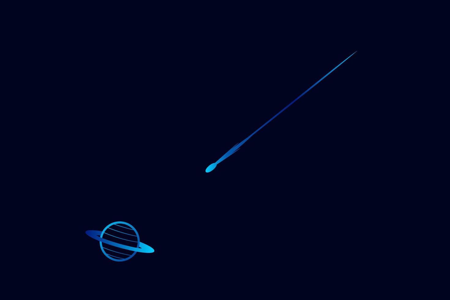 planeta cometa universo línea pop art potrait logo diseño colorido con fondo oscuro. ilustración vectorial abstracta. papel pintado minimalista oscuro vector