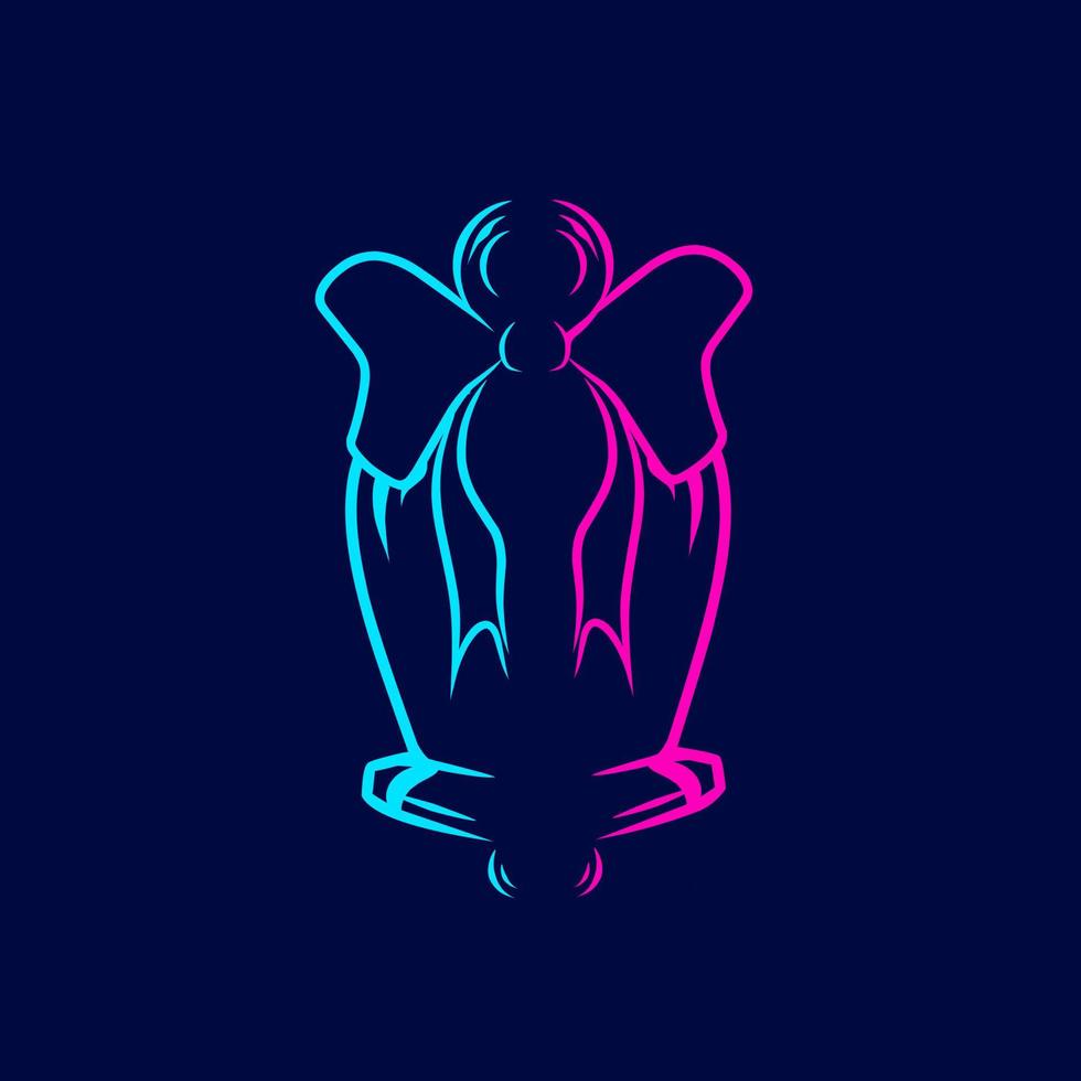 campana de navidad línea de logotipo retrato de arte pop diseño colorido con fondo oscuro. ilustración vectorial abstracta. vector