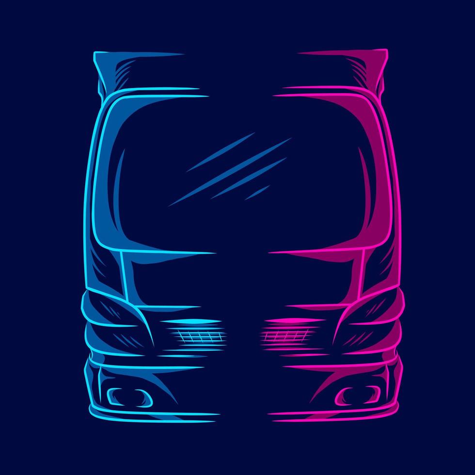 Truck line pop art potrait logo colorful design with dark background. Abstract vector illustration. Isolated black background for t-shirt, poster, clothing, merch, apparel, badge design