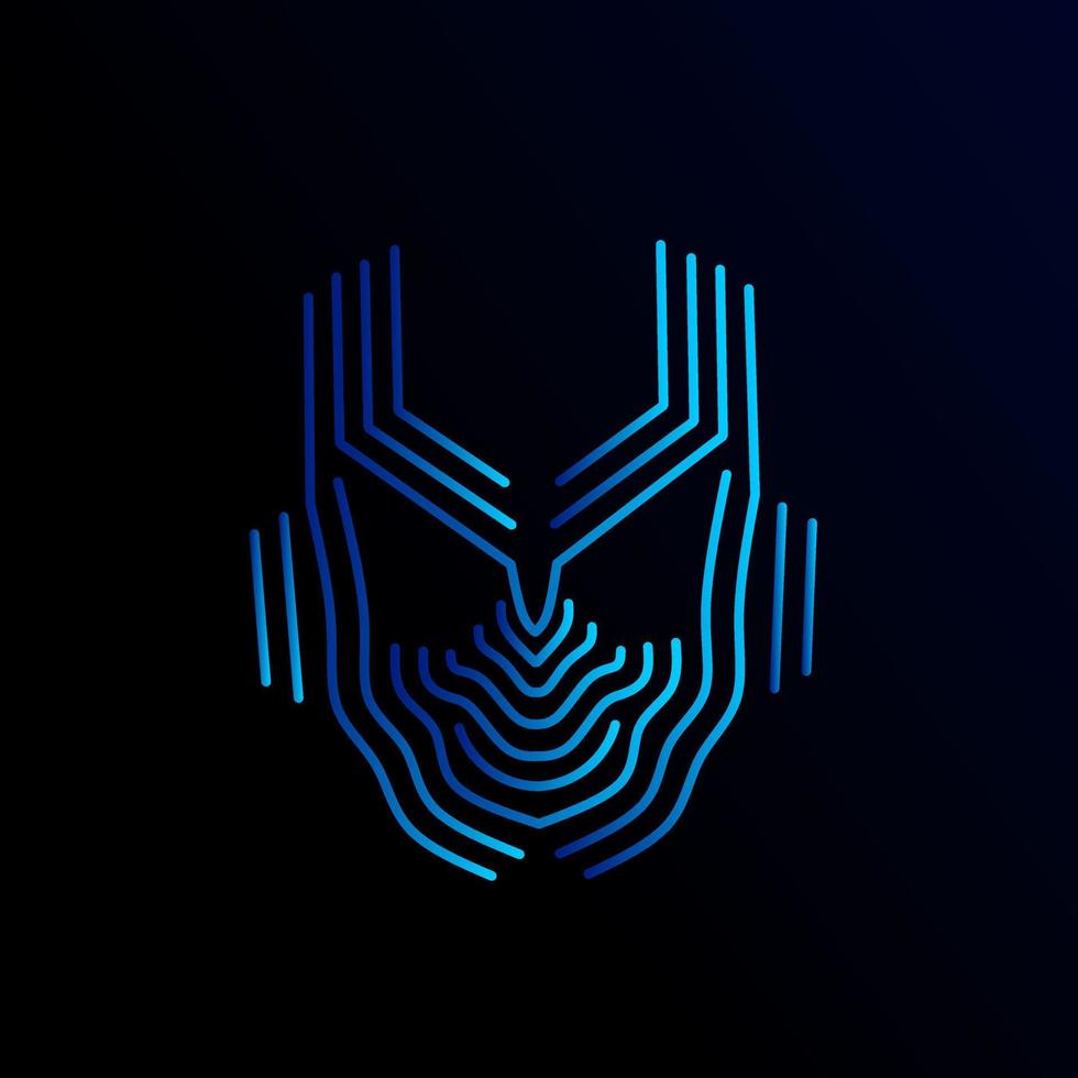 Robot logo design with dark background. Abstract cyborg human symbol for brand technology illustration. vector