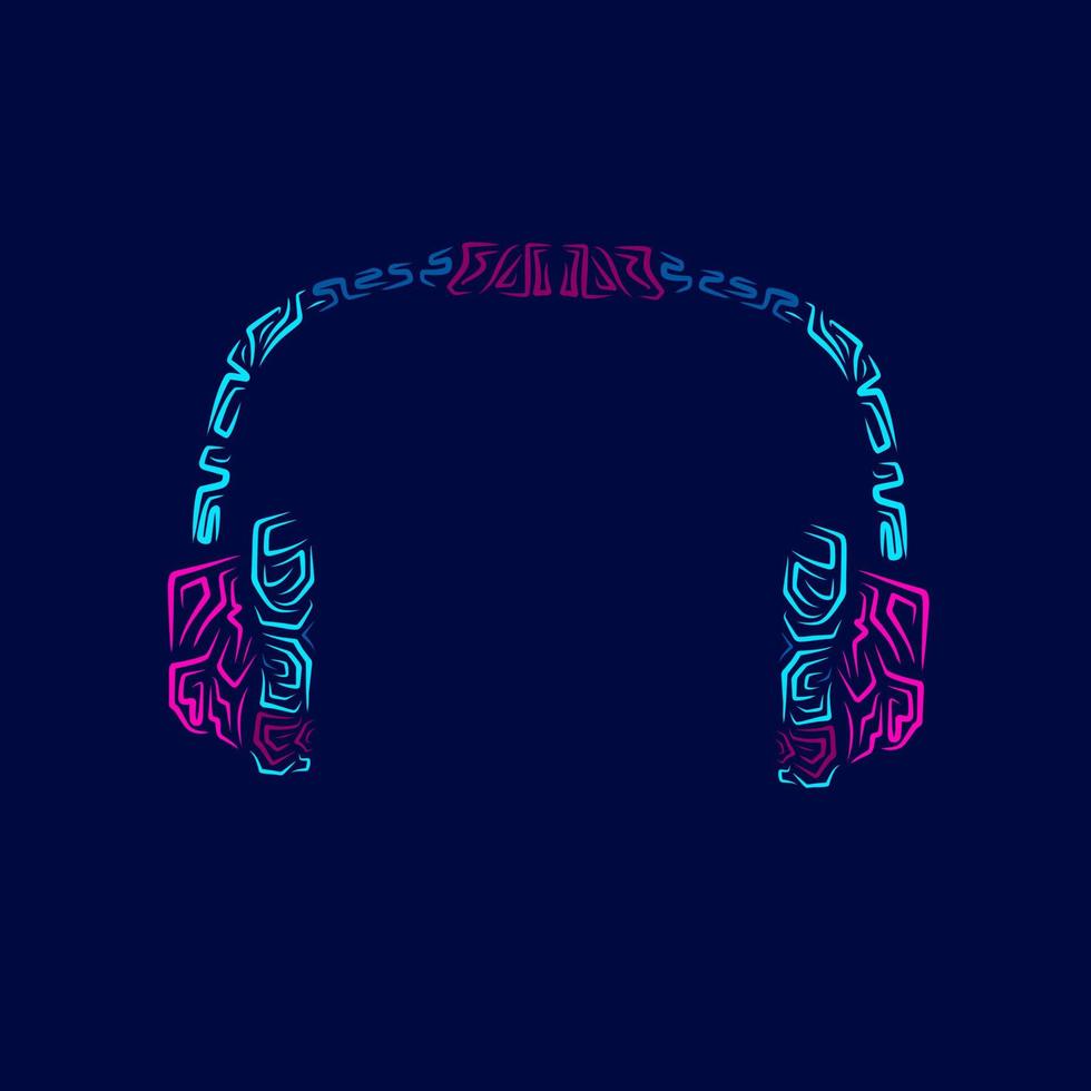 Headset neon line art illustration logo vector. Good for branding design. vector