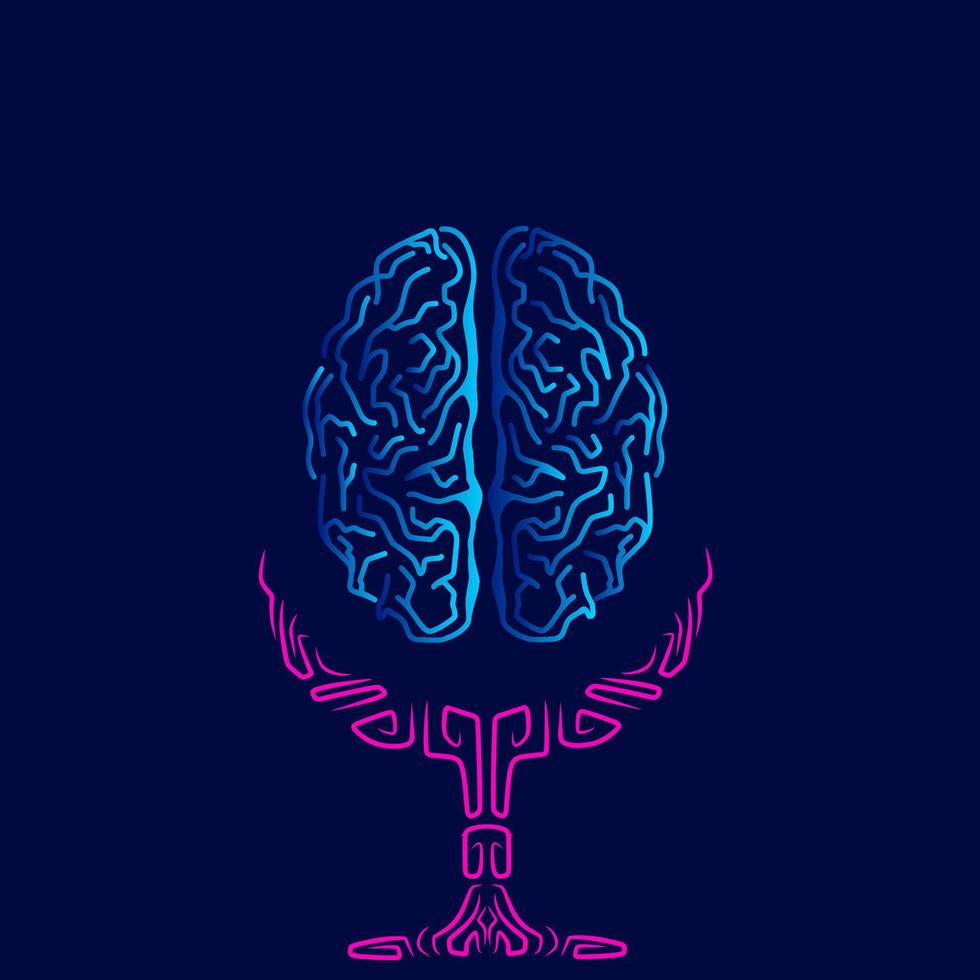 Brain line art colorful logo design. Abstract vector illustration.