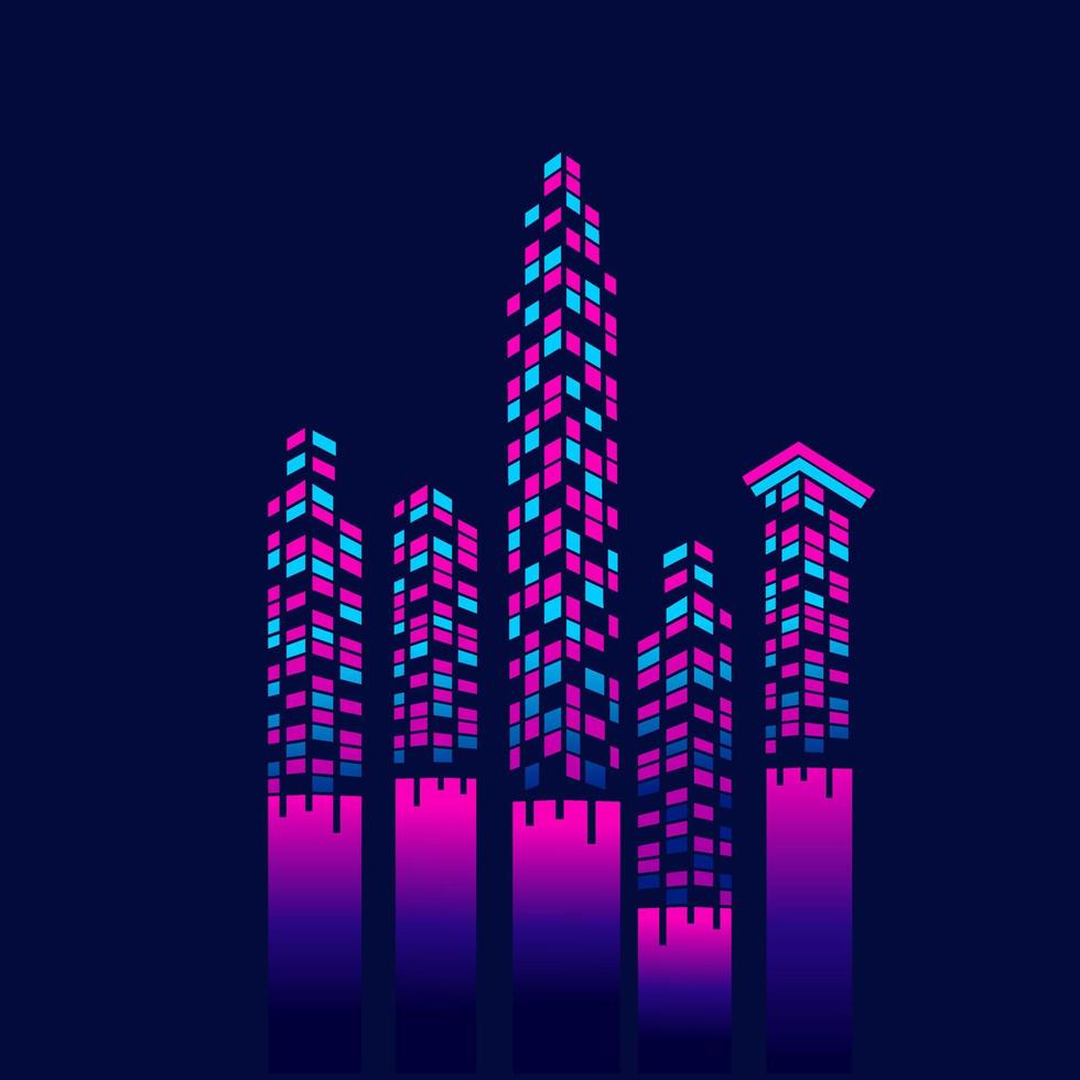 Black night town Line. Pop Art logo. Colorful design with dark background. Abstract vector illustration. Isolated black background for t-shirt, poster, clothing, merch, apparel, badge design