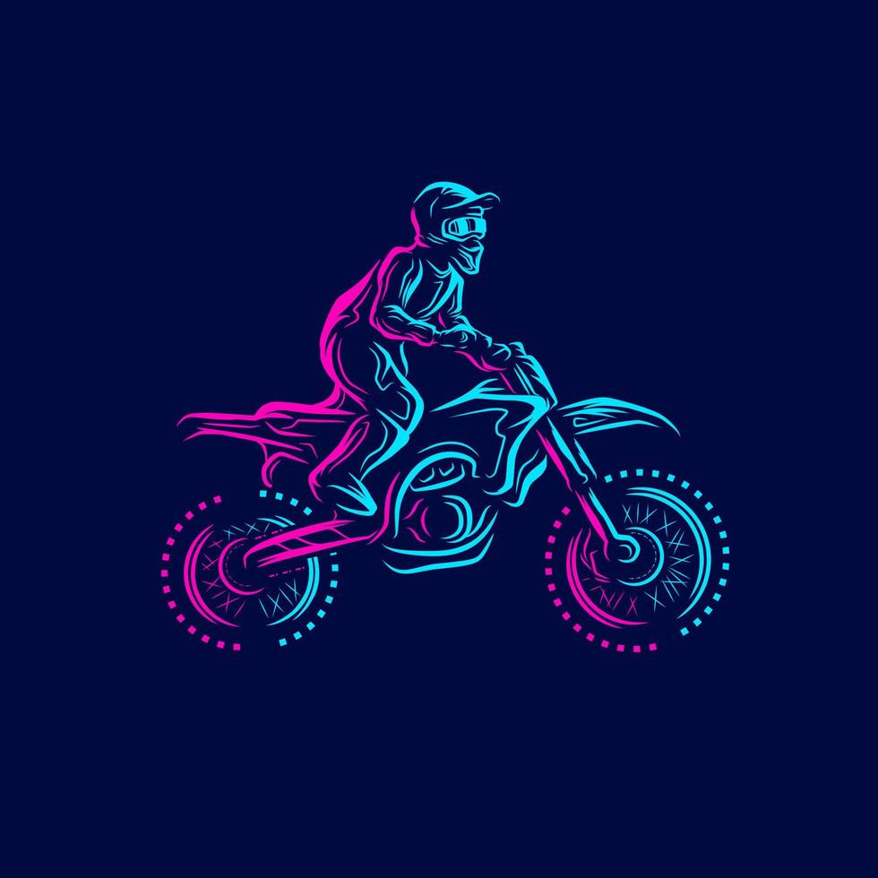 Motocross bike rider Line. Pop Art logo. Colorful design with dark ...