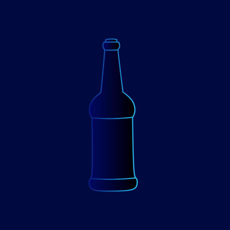 Wine bottle Line. Pop Art logo. Colorful design with dark background. Abstract vector illustration. Isolated black background for t-shirt, poster, clothing, merch, apparel, badge design