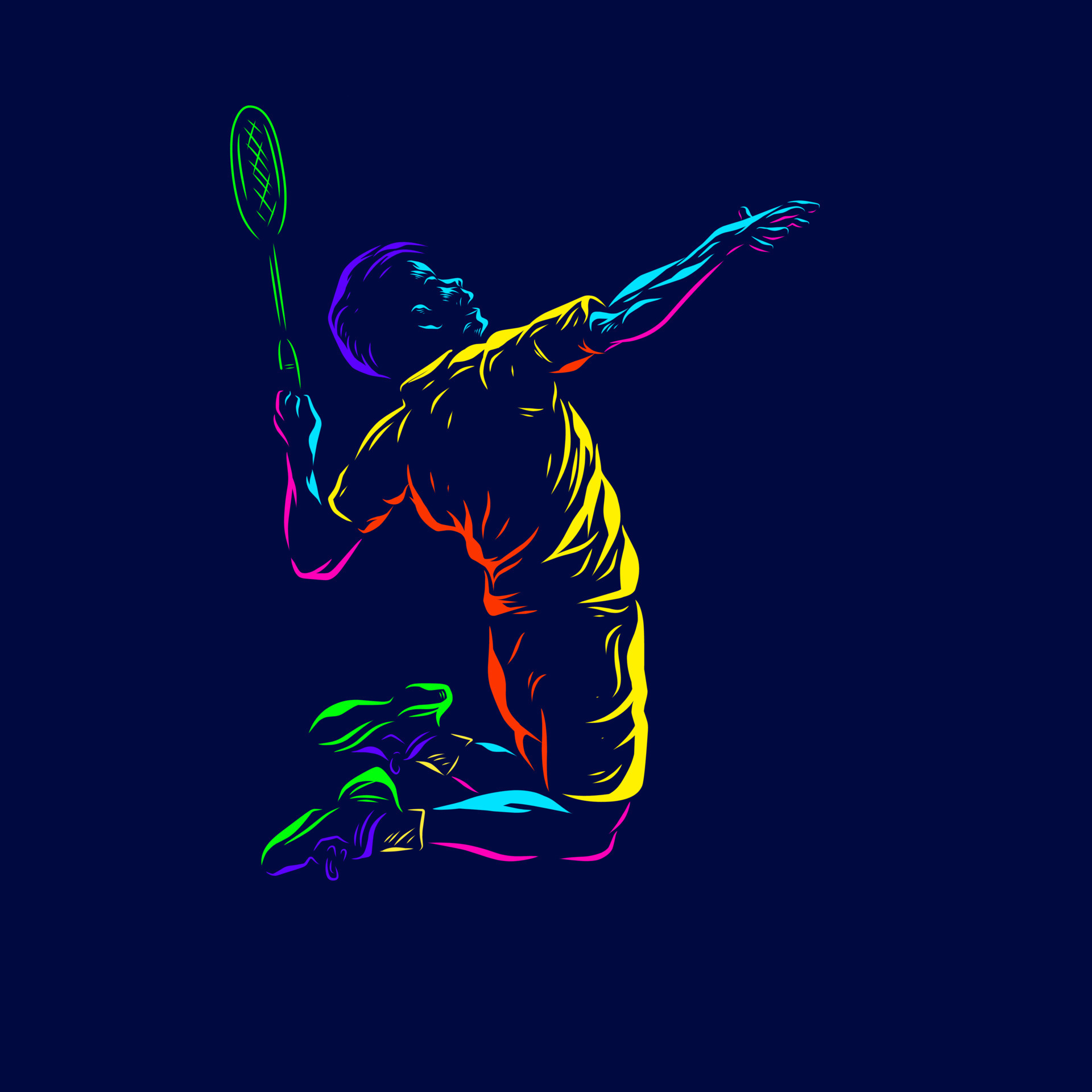 Badminton man smash shot vector silhouette line pop art potrait logo  colorful design with dark background. Abstract vector illustration.  Isolated black background for t-shirt, poster, clothing. 8215379 Vector Art  at Vecteezy