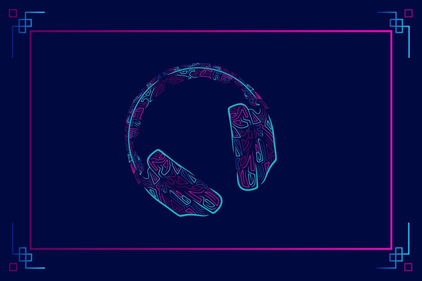 Headset neon line art illustration logo vector. Good for branding design. vector