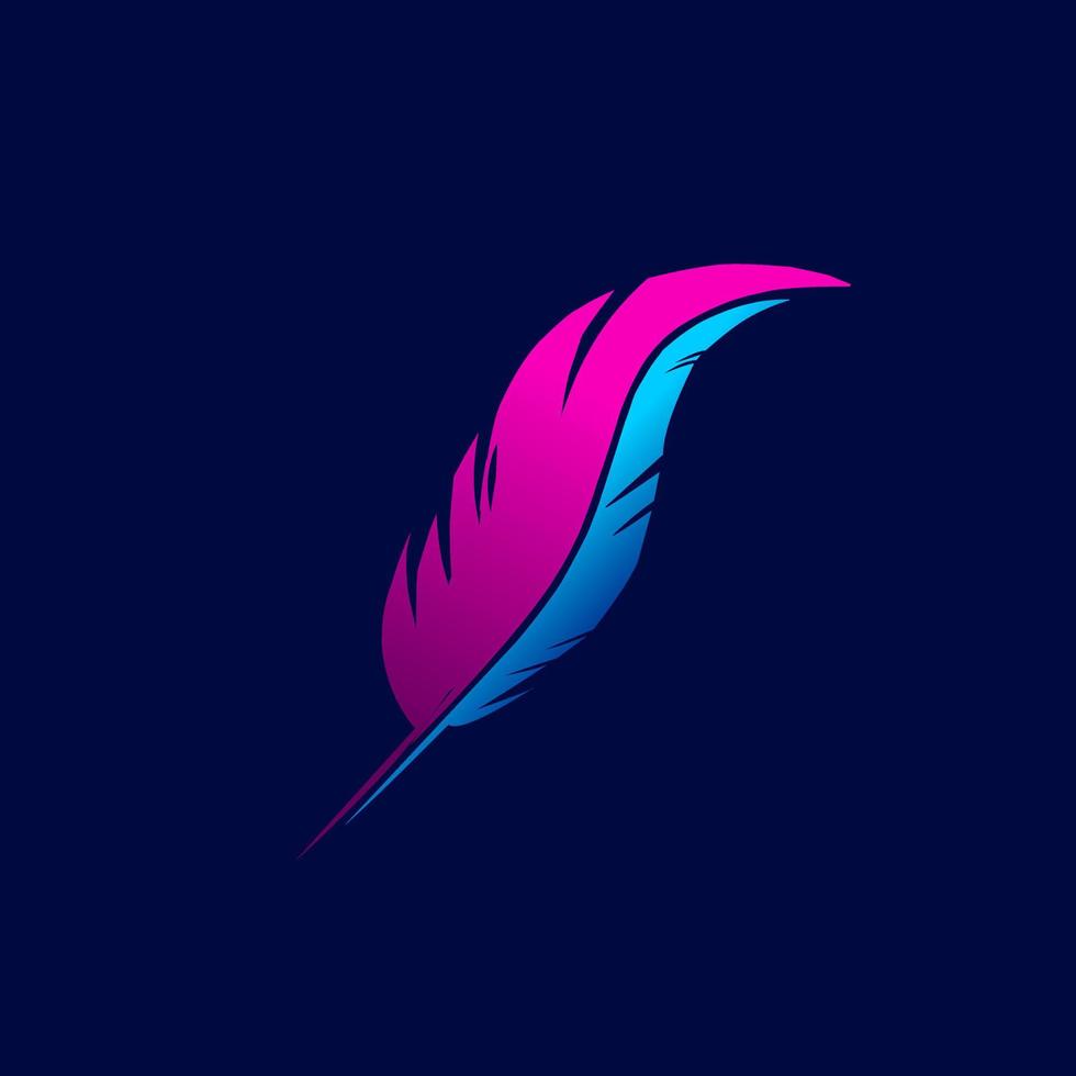 línea de plumas logotipo de arte pop. diseño colorido con fondo oscuro. ilustración vectorial abstracta. fondo negro aislado para camiseta, afiche, ropa, merchandising, ropa, diseño de placa vector