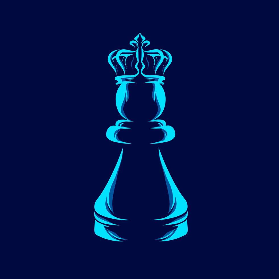 Chess queen line pop art potrait logo diseño colorido con fondo oscuro. ilustración vectorial abstracta. fondo negro aislado para camiseta, afiche, ropa, merchandising, ropa, diseño de placa vector