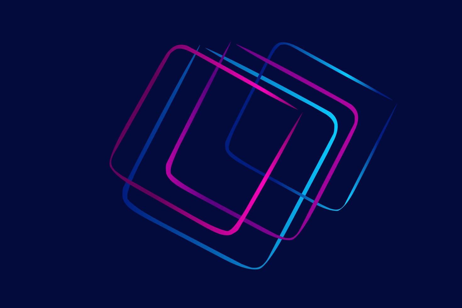 diseño colorido de arte de línea de tecnología de brillo de neón con fondo oscuro. ilustración vectorial abstracta. estilo púrpura azul y rosa. vector