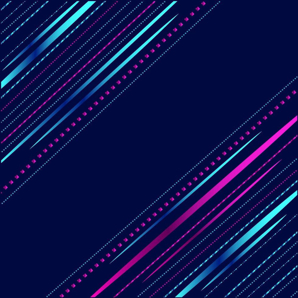 Neon glow technology line art colorful design with dark background. Abstract vector illustration. Blue and pink purple style.