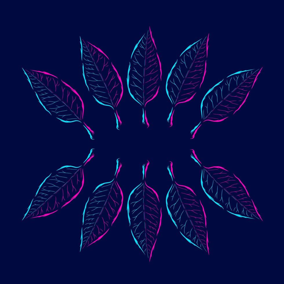 Leaf plant Line. Pop Art logo. Colorful design with dark background. Abstract vector illustration. Isolated black background for t-shirt, poster, clothing, merch, apparel, badge design
