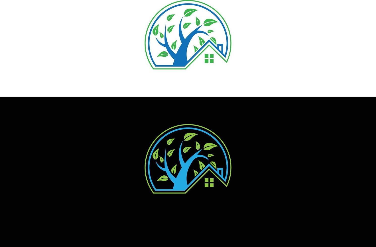 Green leaf house logo and icon design concept vector template.