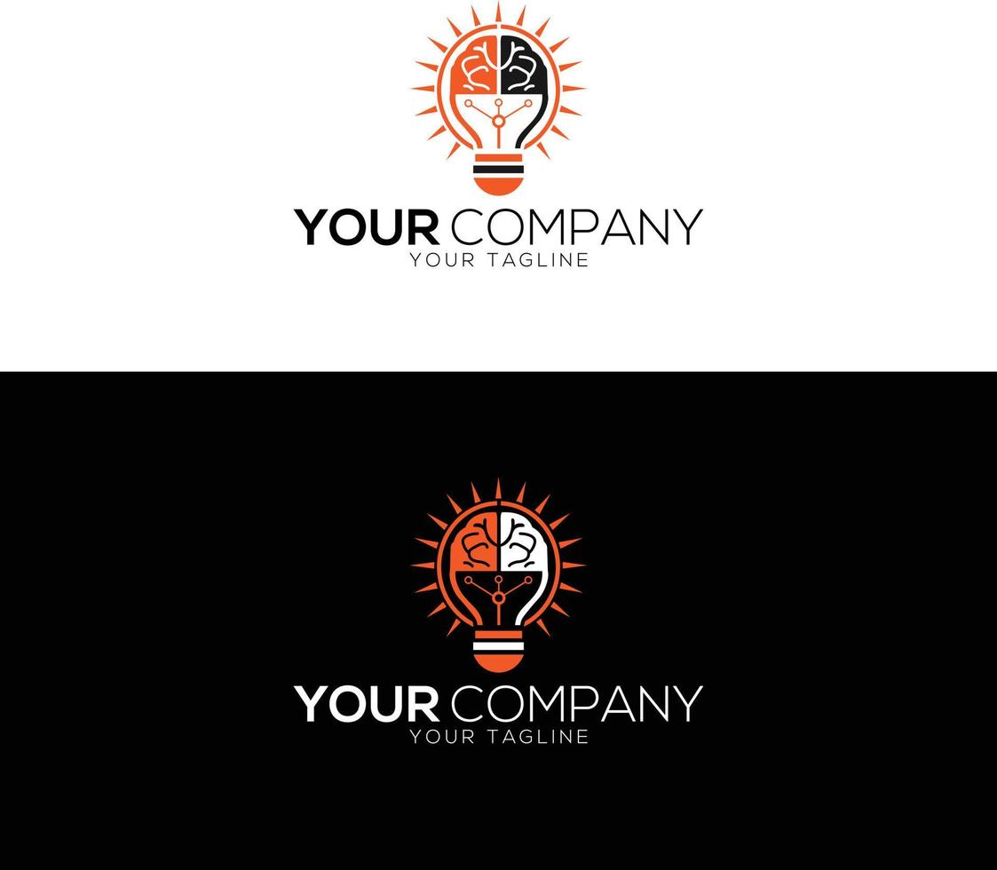 Creative Mind Logo And Brain With Bulb symbol logo template Design vector