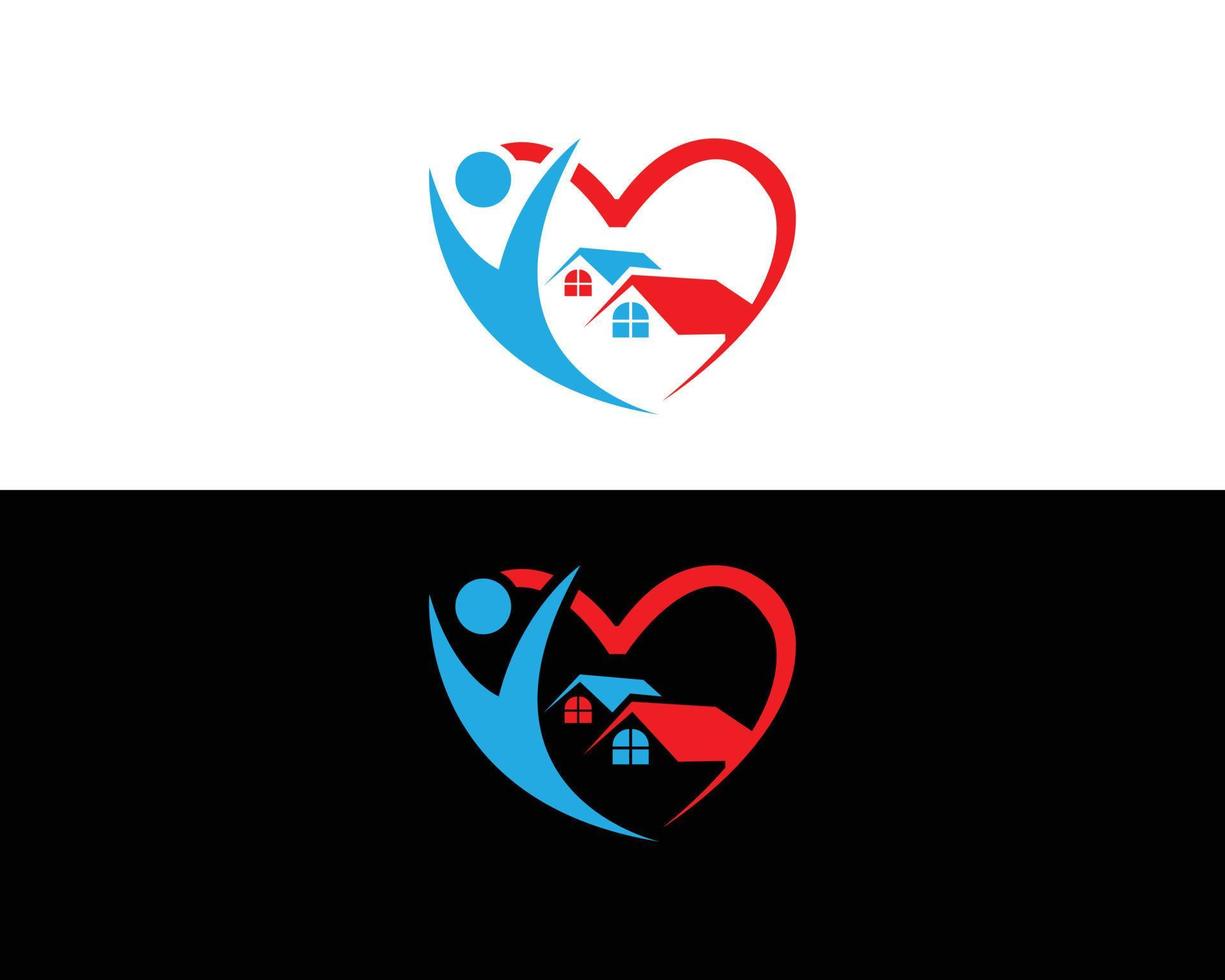 diseño del logotipo de love life home, diseño de plantilla de atención domiciliaria. vector